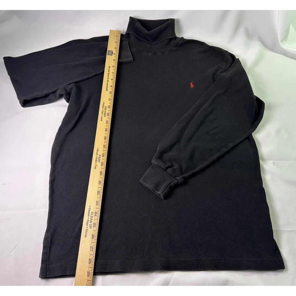 Vintage‎ 90s Polo Ralph Lauren Black Turtleneck Long Sleeve Shirt Red Pony Large
